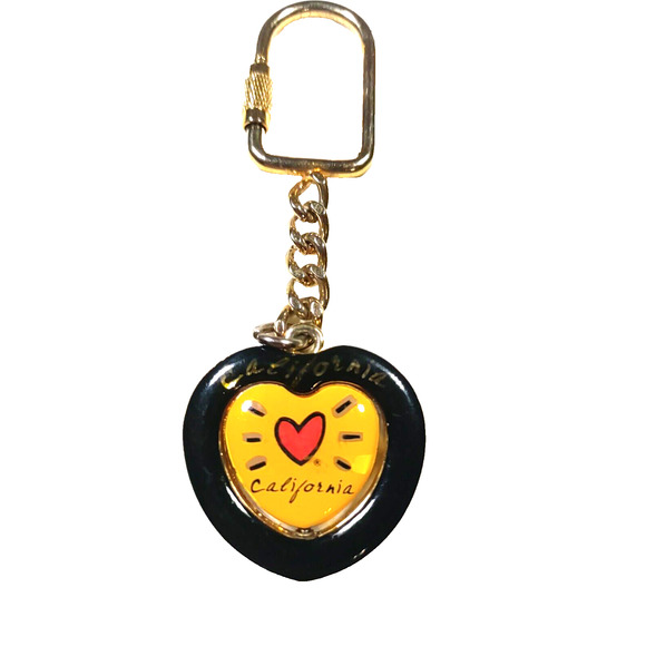 California Spinner Keychain Metal Yellow Gold Tone Heart - Picture 6 of 7